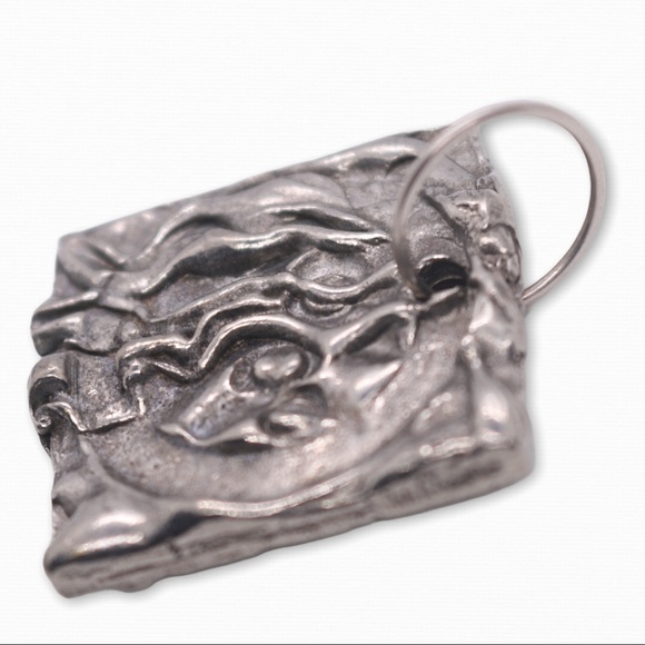 Unique Silver Necklaces 2 Hand Crafted Pendants Ornate Star & Square Abstract - Picture 5 of 8